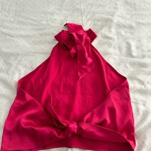 Pink halter backless top